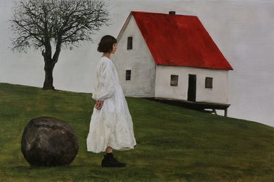 Surreal House and Figure Print.