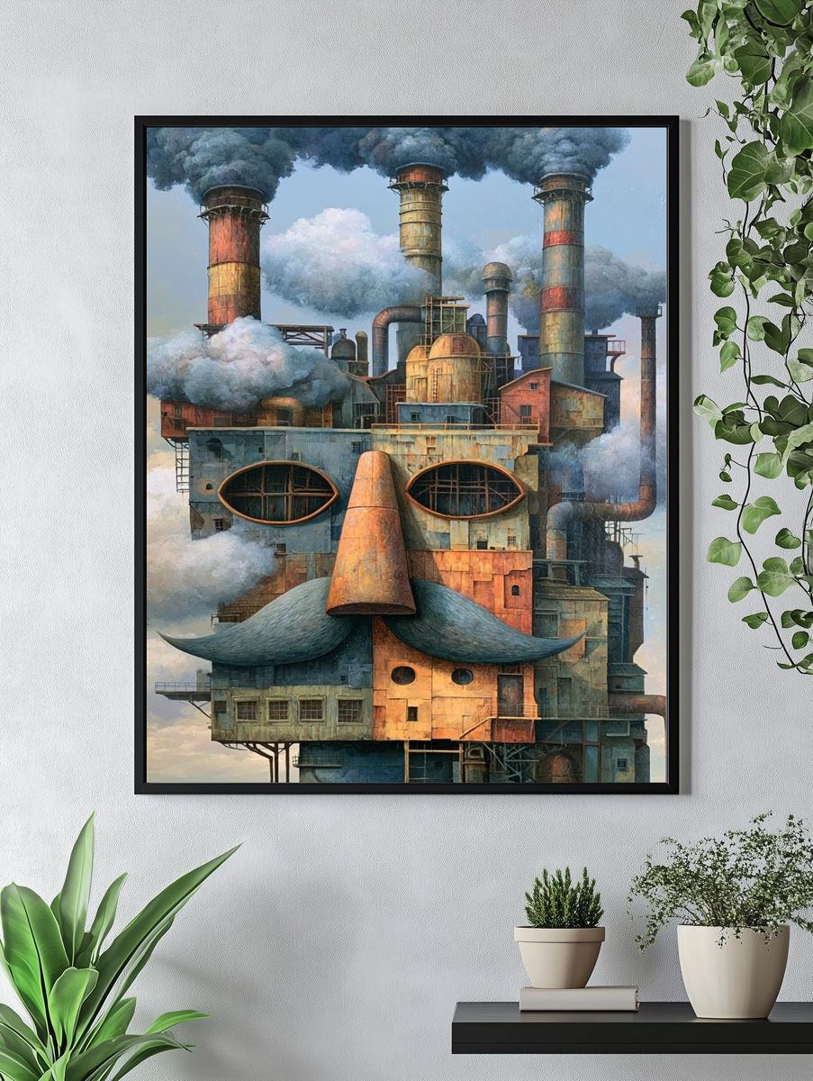 Industrial Face Surrealism Print. — room view 4