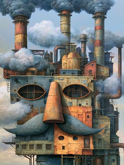 Industrial Face Surrealism Print.