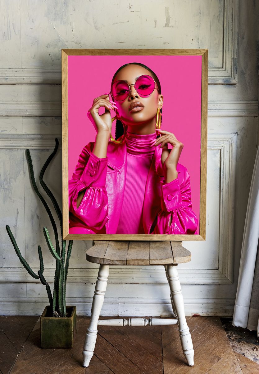Hot Pink Fashion Portrait Poster. room preview