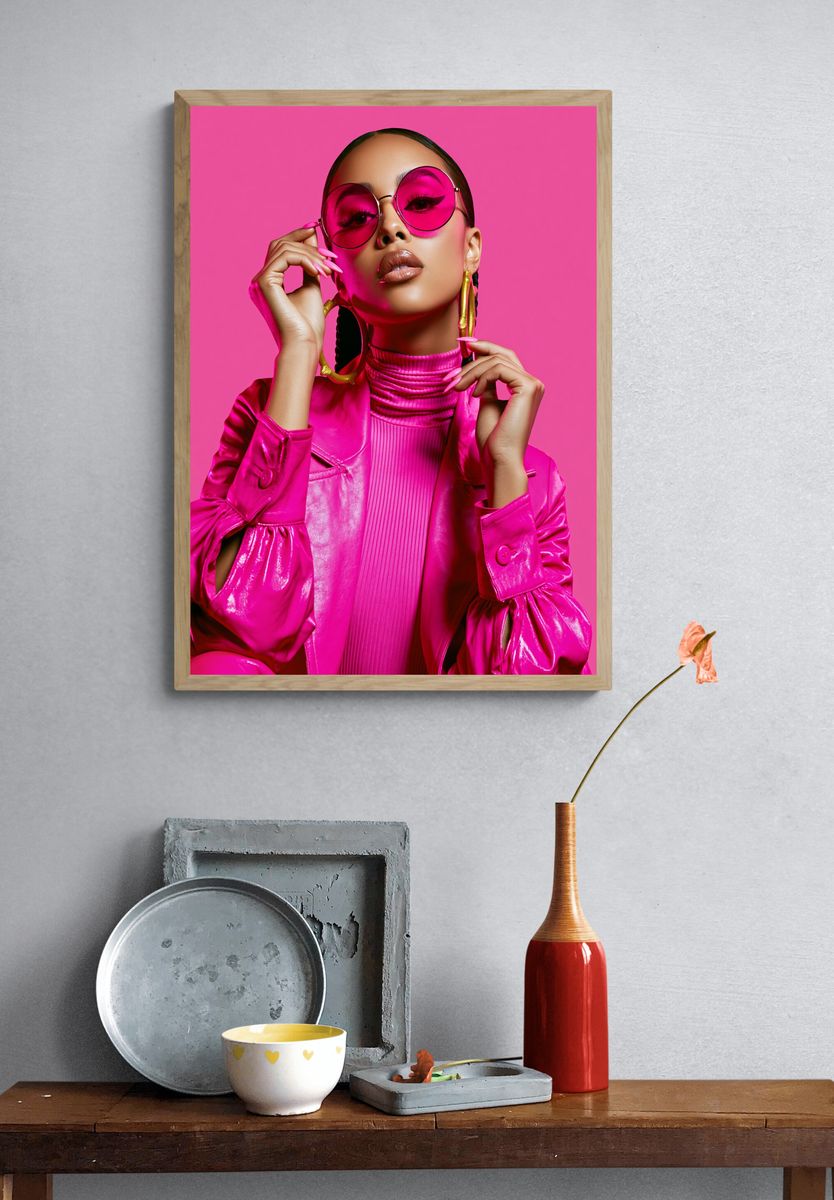 Hot Pink Fashion Portrait Poster. — room view 3