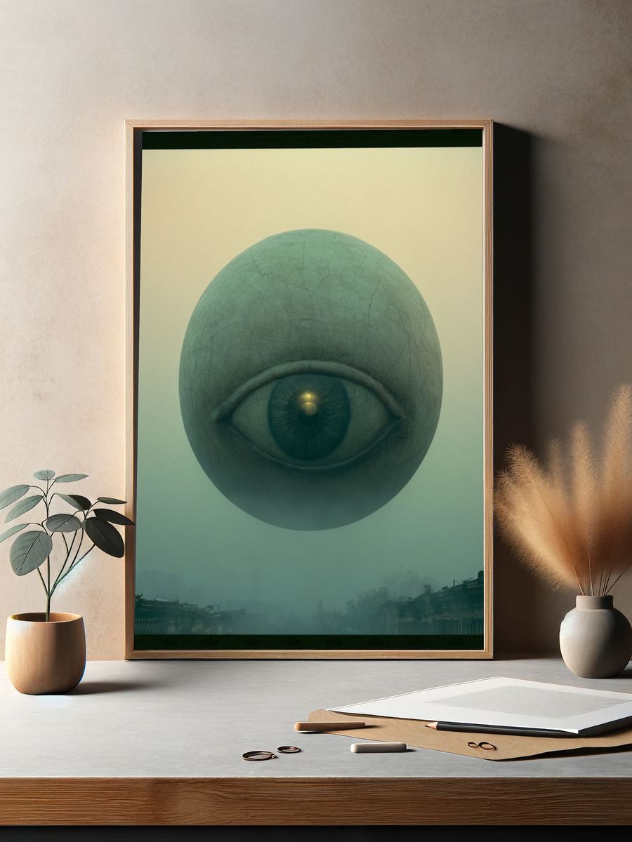 Surreal Floating Eye Print. — room view 2