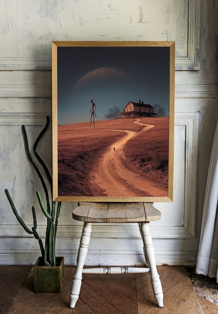 Surreal Country Road Poster. room preview