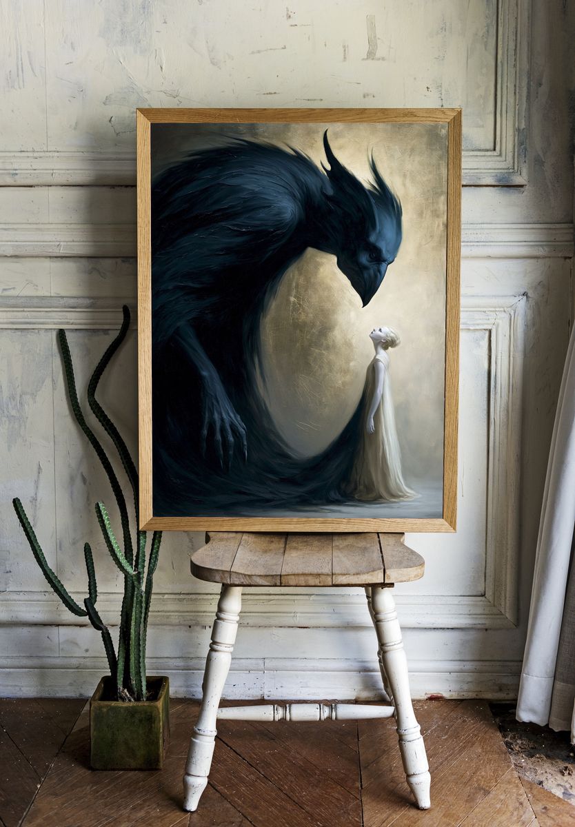 Dark Guardian Surrealism Print. room preview