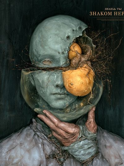 Surreal Fragmented Face Print. poster