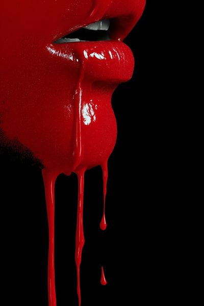 Crimson Lips Surreal Print.