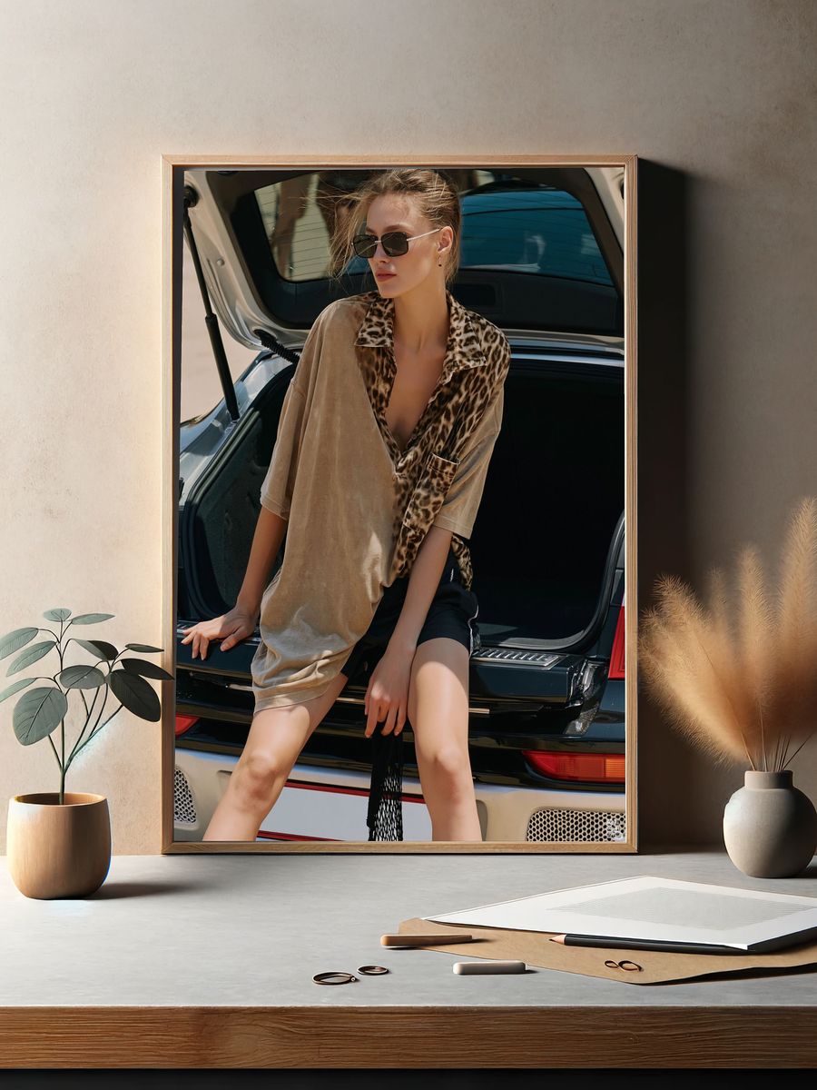 Leopard Print Fashion Portrait Poster. — room view 2