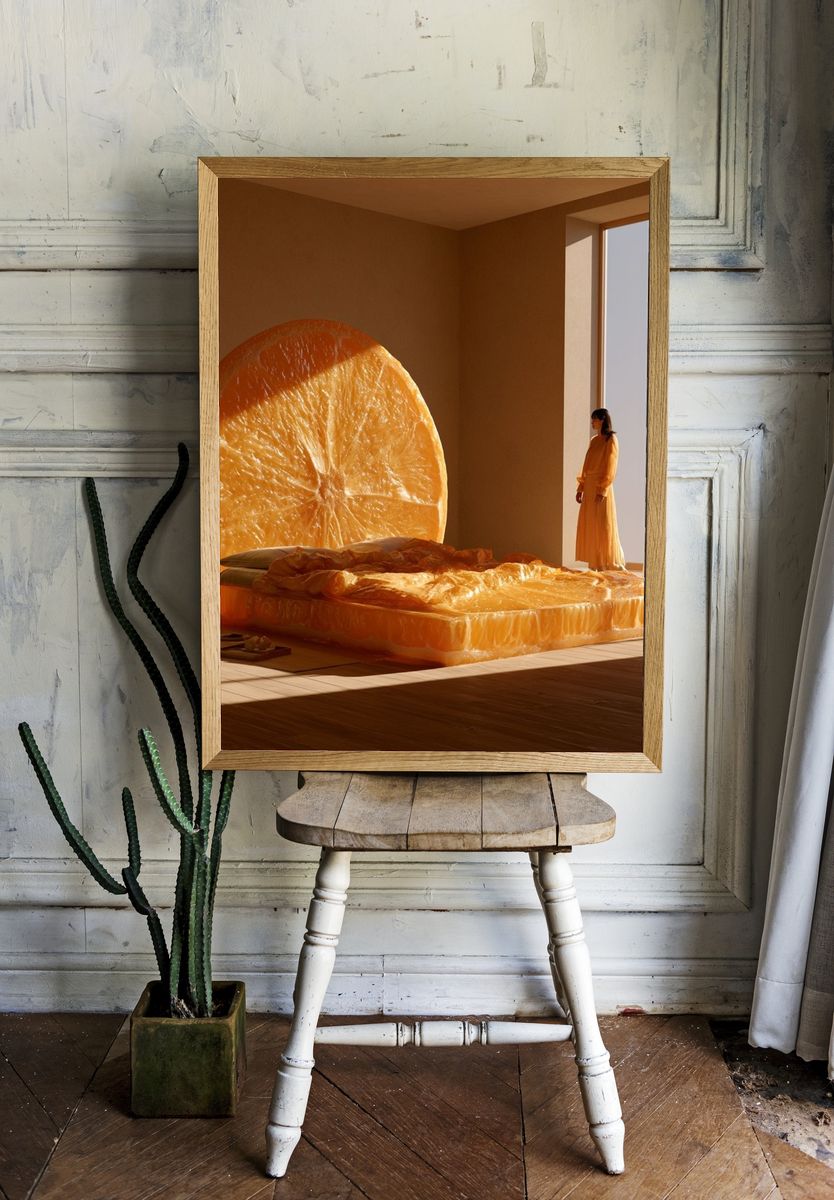 Orange Slice Surreal Interior Poster. — room view 1