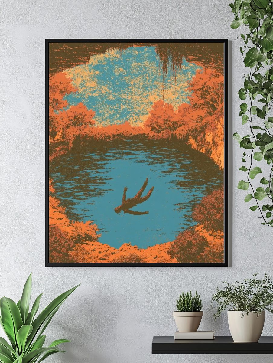 Cliffside Dive Surreal Print. — room view 4