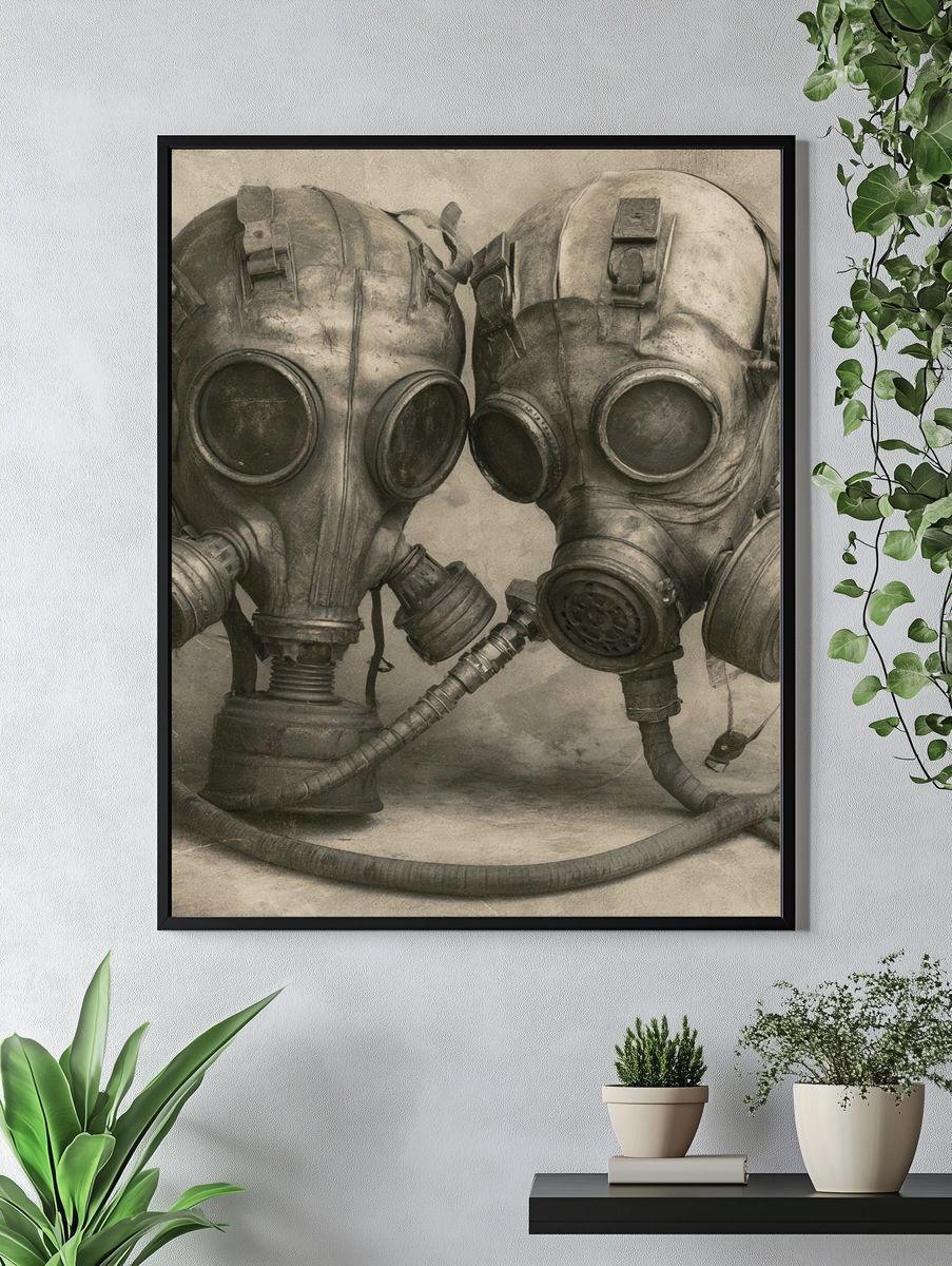 Gas Mask Duo Surrealism Print. — room view 4