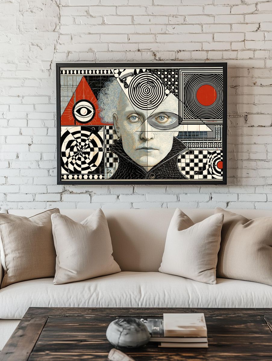 Surreal Geometric Portrait Print. room preview