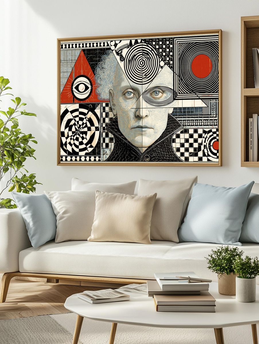 Surreal Geometric Portrait Print. — room view 2