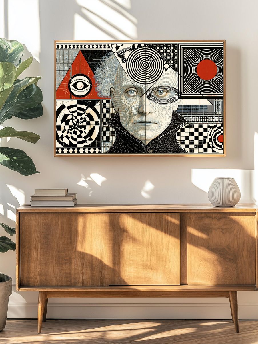 Surreal Geometric Portrait Print. — room view 3