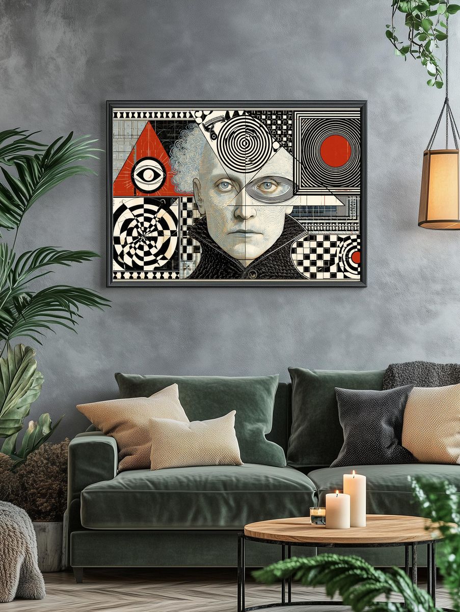 Surreal Geometric Portrait Print. — room view 4