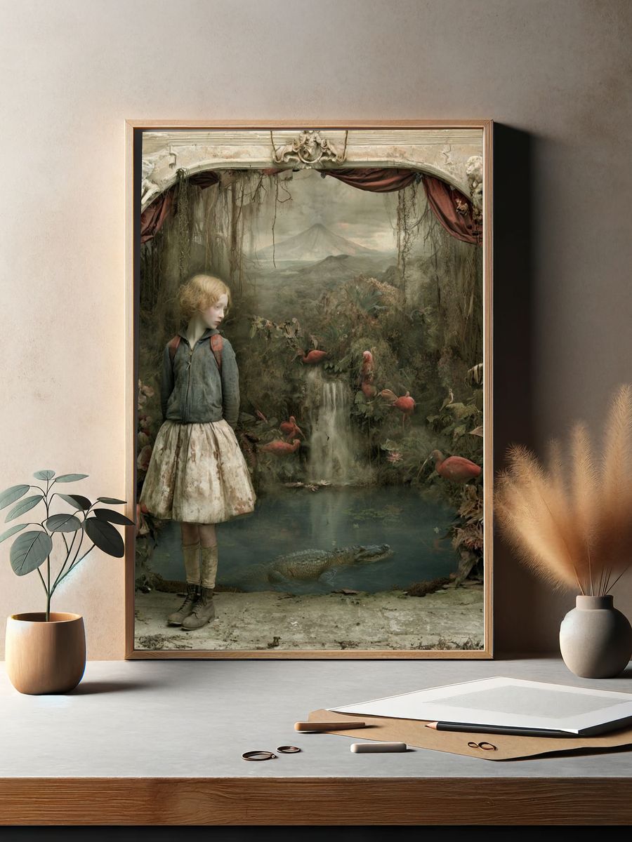 Surreal Girl in Jungle Print. — room view 2