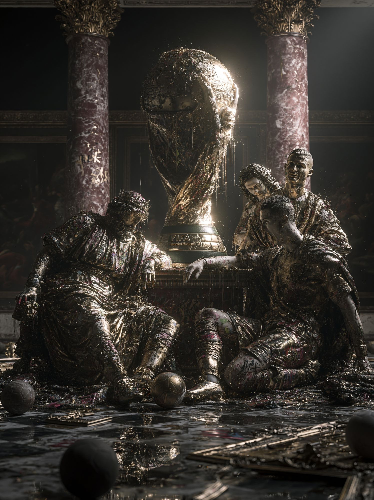 Golden Trophy Hall Surrealism Poster. poster detail