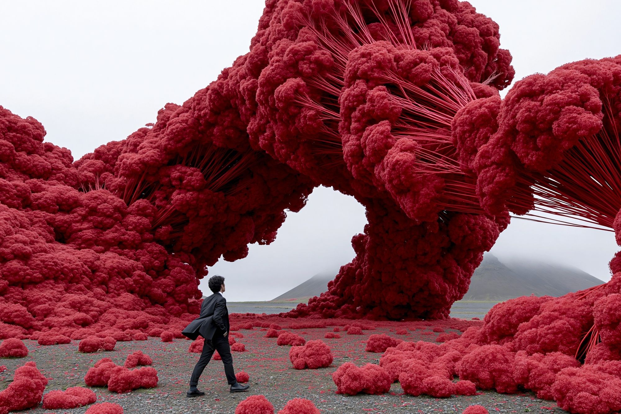 Surreal Crimson Landscape Print. poster — fine-art art