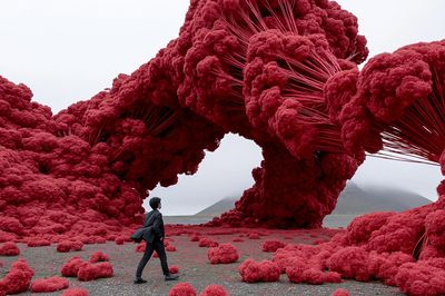 Surreal Crimson Landscape Print.