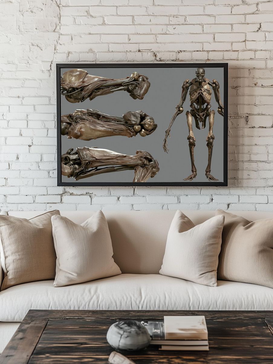 Anatomical Skeleton Study Print. room preview