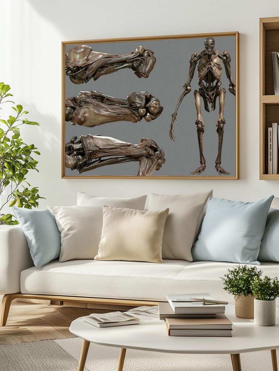 Anatomical Skeleton Study Print. — room view 2
