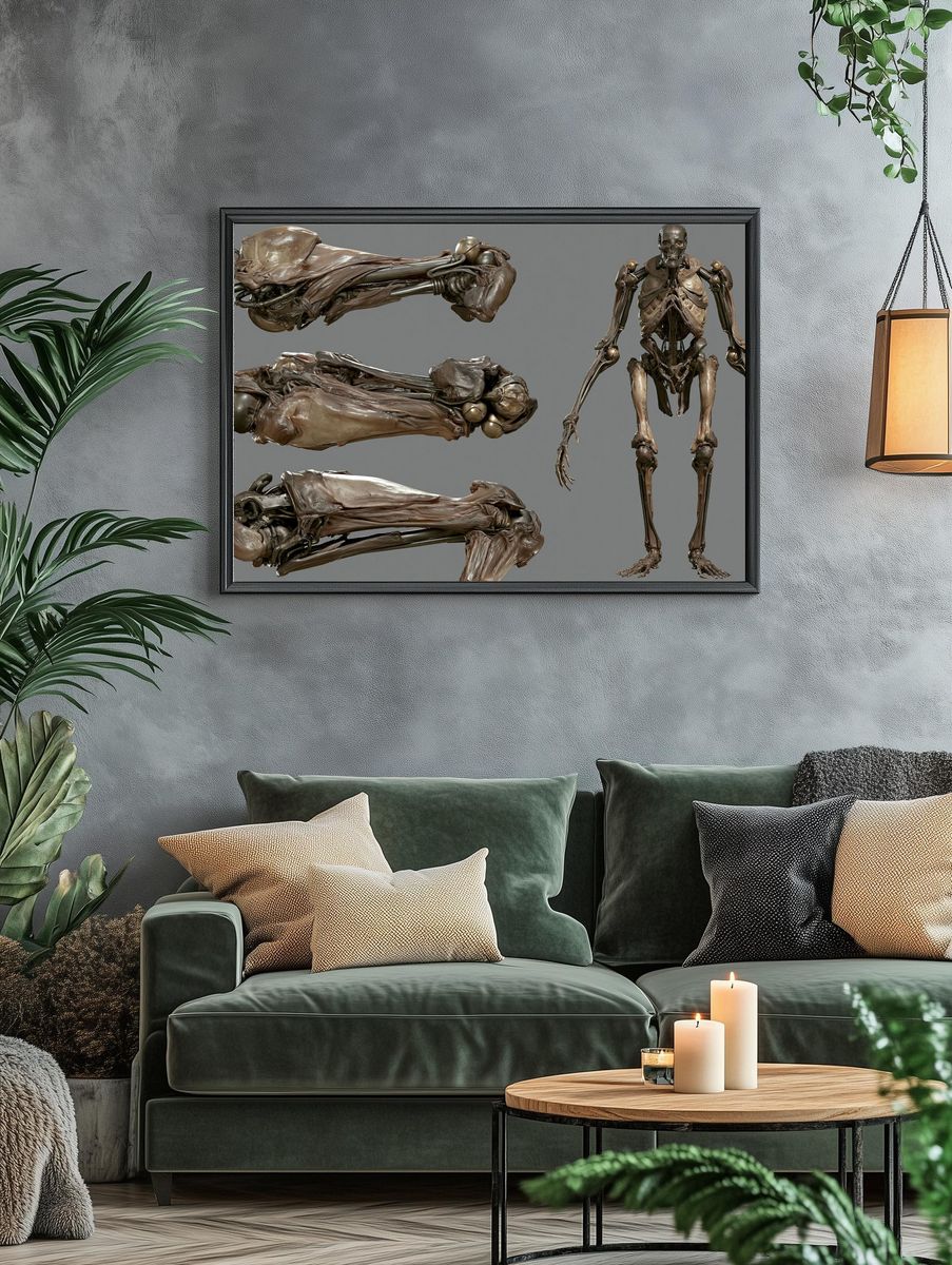 Anatomical Skeleton Study Print. — room view 4