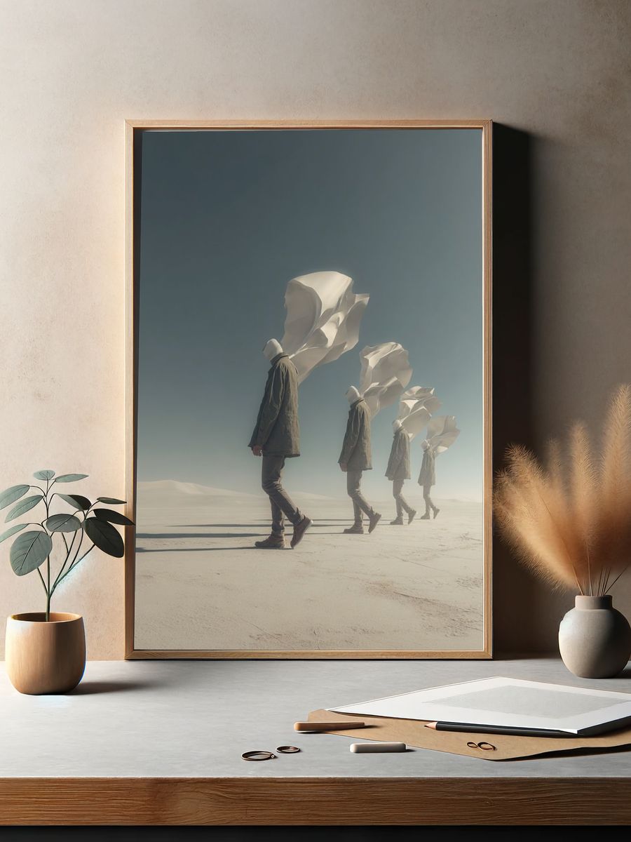 Desert Figures Surrealism Print. — room view 2