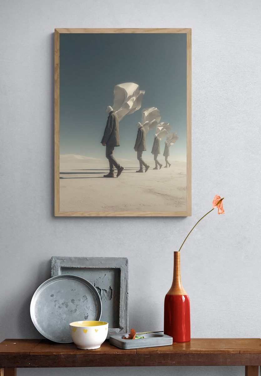 Desert Figures Surrealism Print. — room view 3