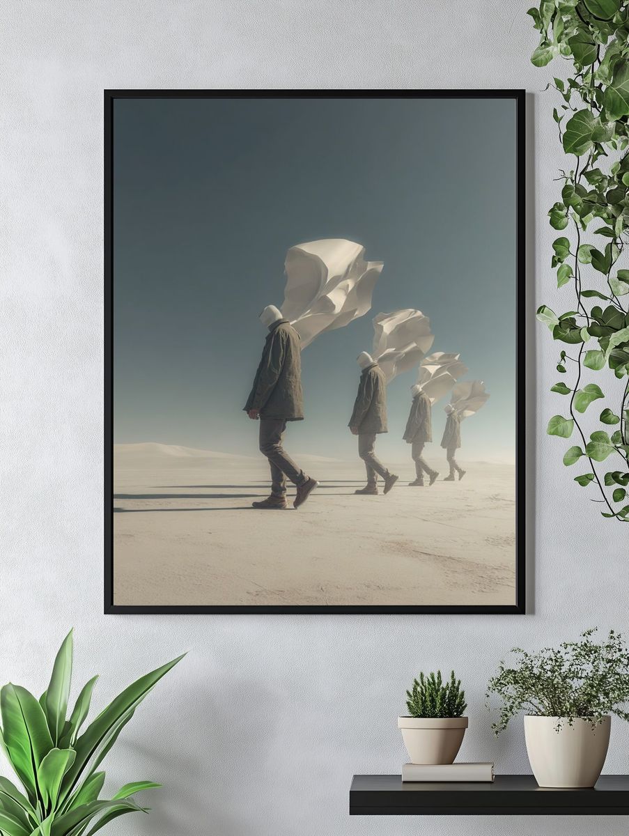 Desert Figures Surrealism Print. — room view 4