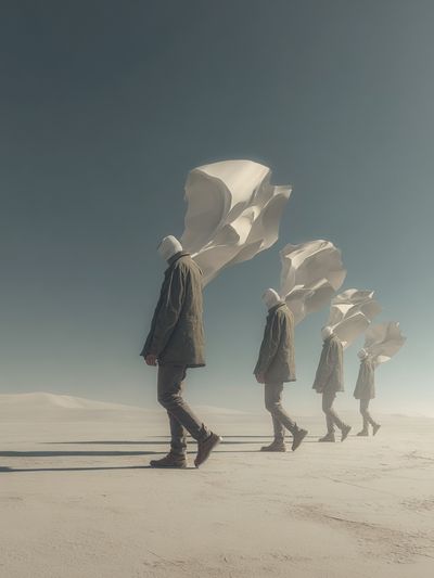 Desert Figures Surrealism Print. poster