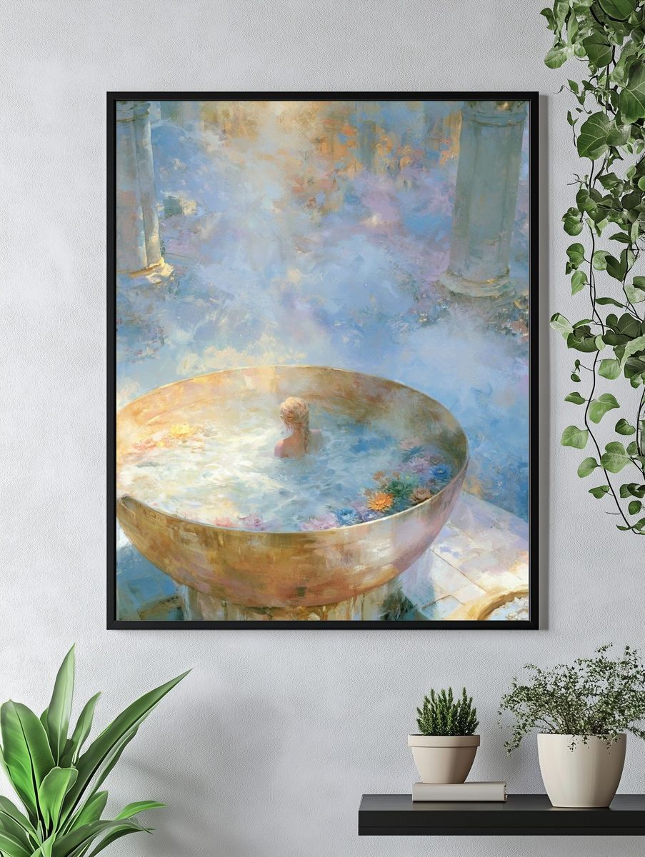 Dreamy Bathhouse Surrealism Print. — room view 4