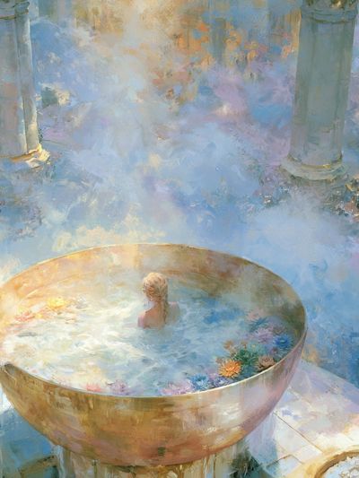 Dreamy Bathhouse Surrealism Print.
