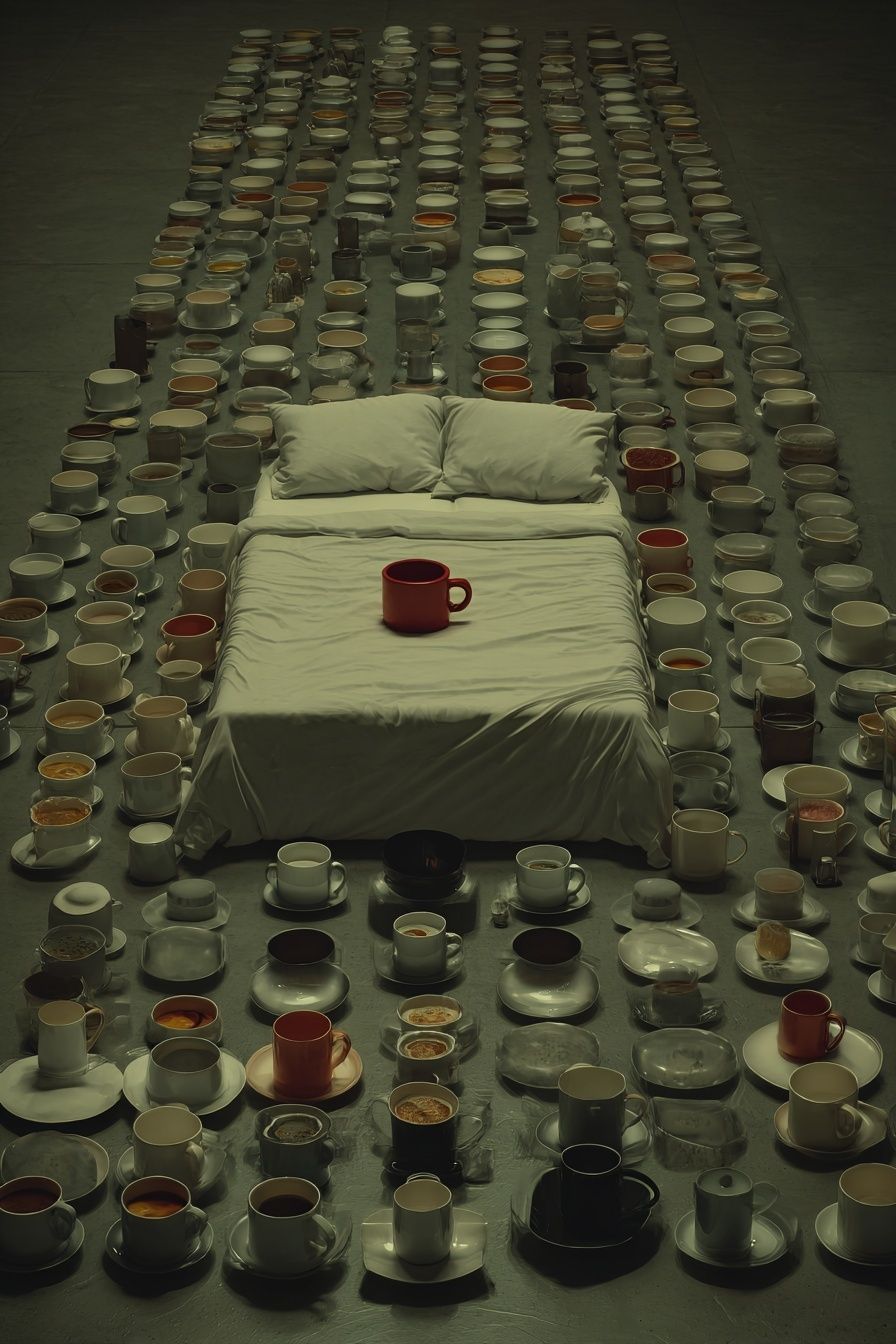 Surreal Coffee Cups Bedroom Print. poster detail