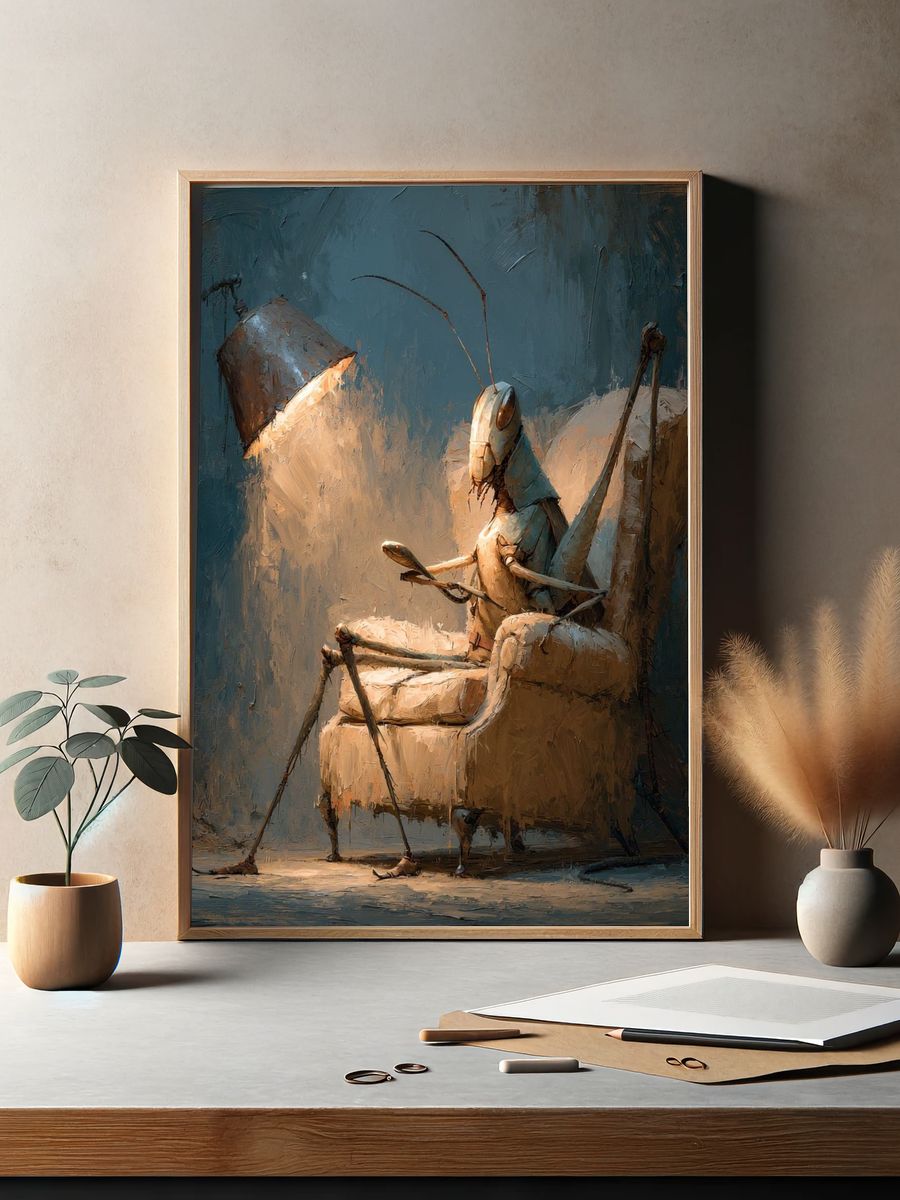 Praying Mantis Chair — Surrealist Print. — room view 2