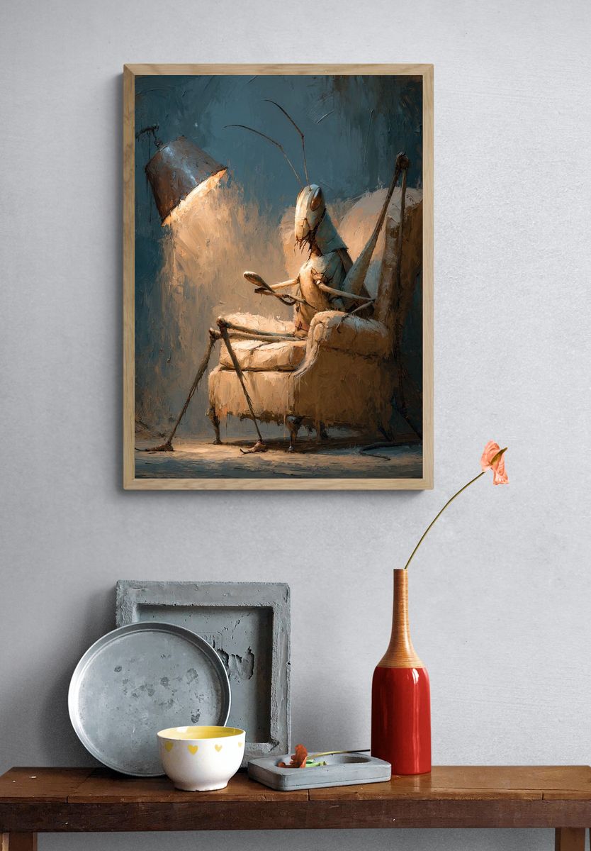 Praying Mantis Chair — Surrealist Print. — room view 3