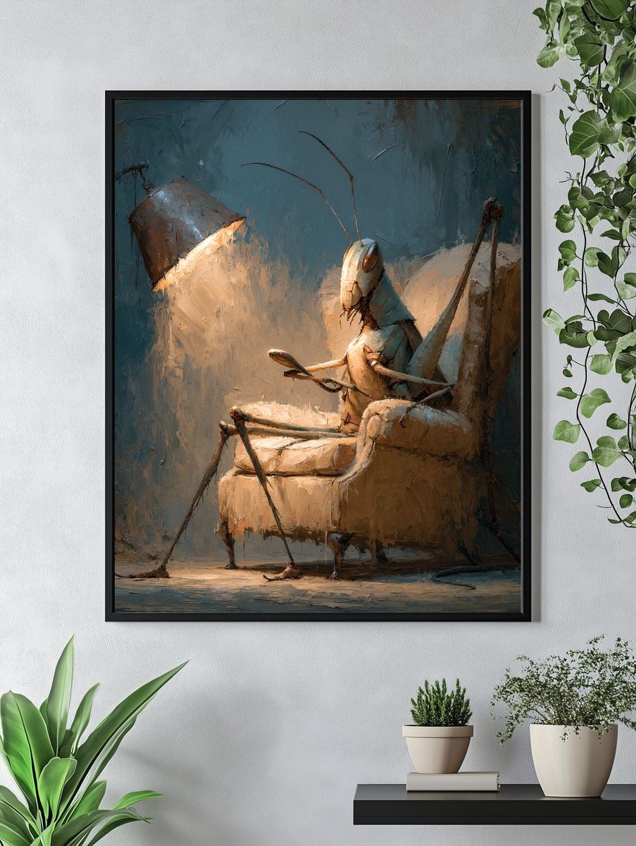 Praying Mantis Chair — Surrealist Print. — room view 4