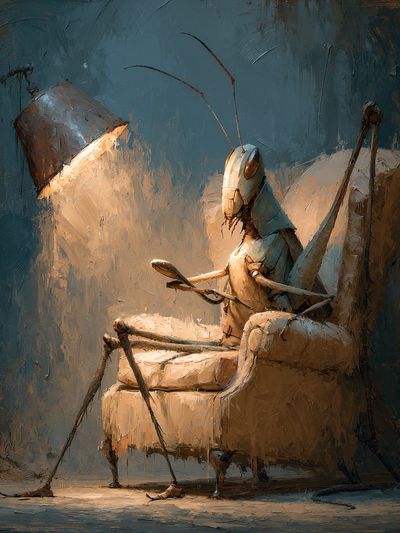 Praying Mantis Chair — Surrealist Print.