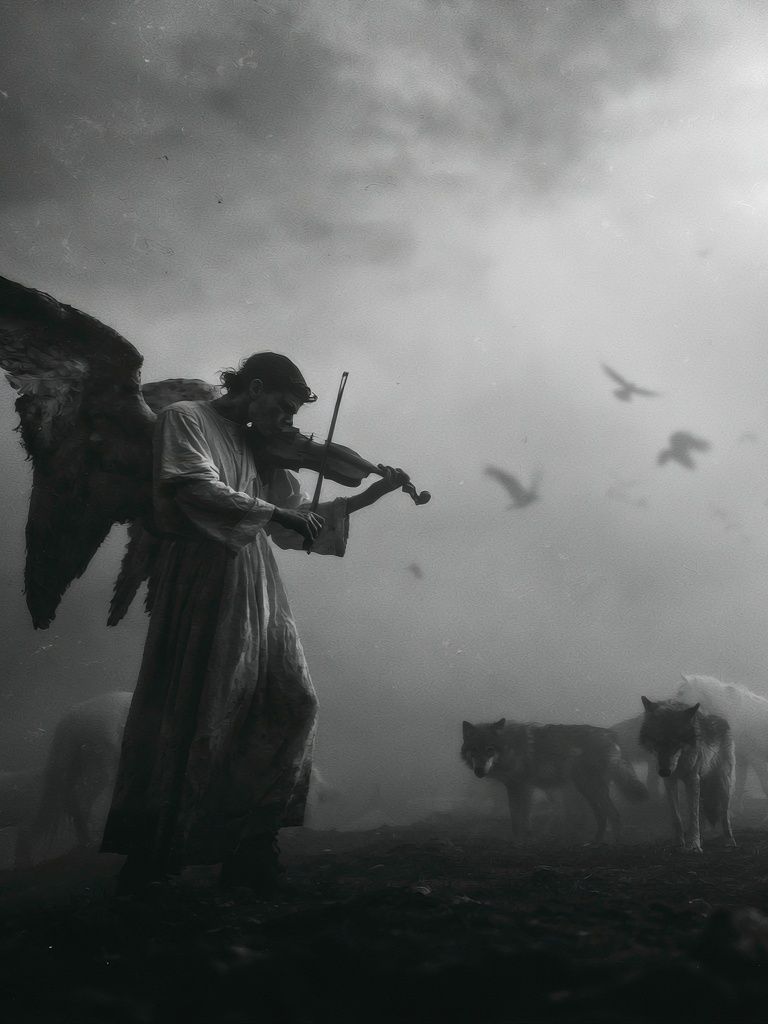 Angel Violinist Surreal Print. poster detail