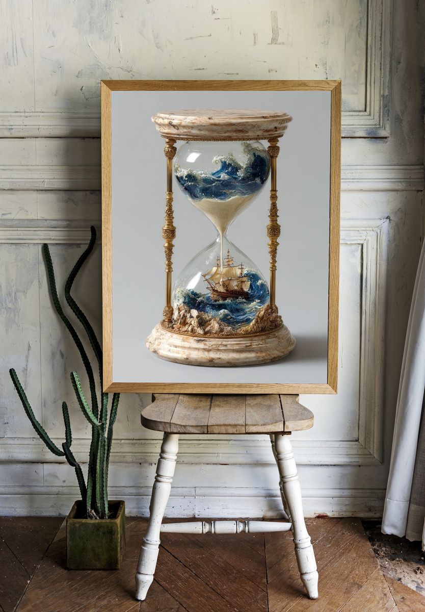 Ocean Hourglass Surrealism Poster. room preview