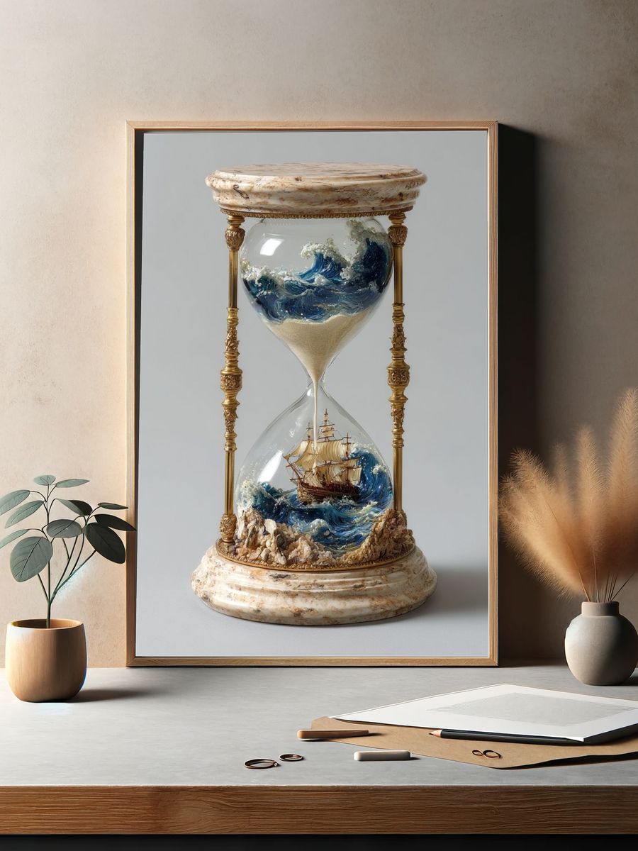 Ocean Hourglass Surrealism Poster. — room view 2