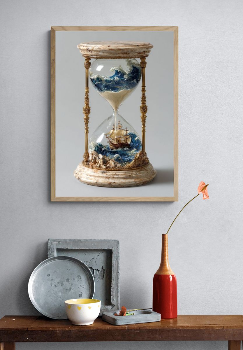 Ocean Hourglass Surrealism Poster. — room view 3