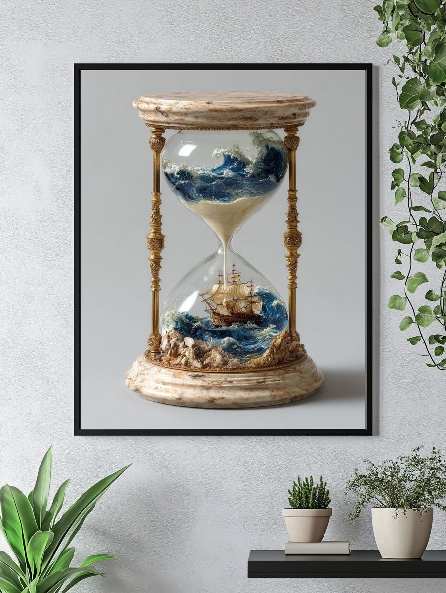 Ocean Hourglass Surrealism Poster. — room view 4