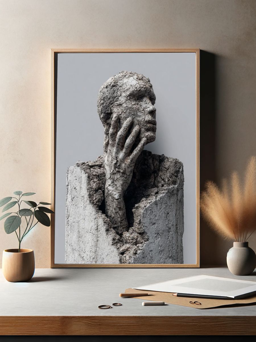Concrete Figure Surrealism Print. — room view 2