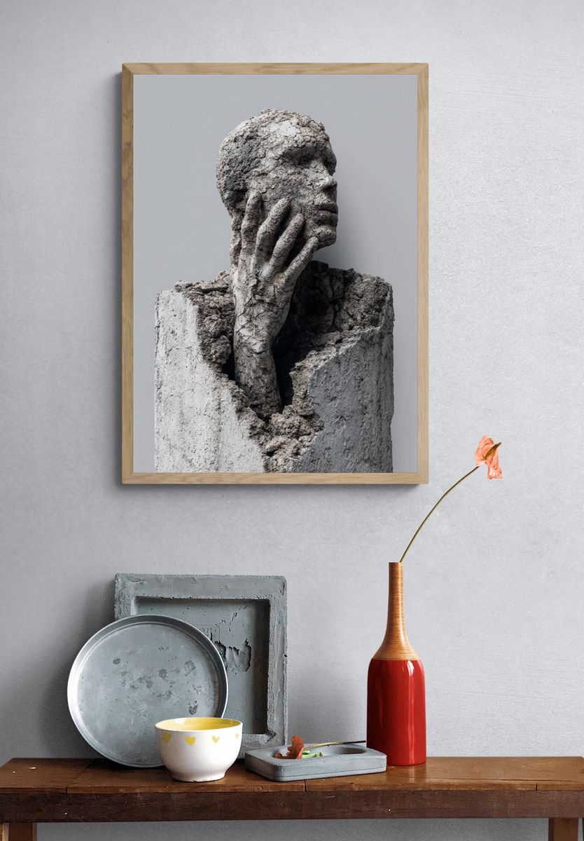 Concrete Figure Surrealism Print. — room view 3