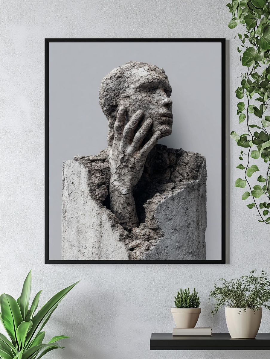 Concrete Figure Surrealism Print. — room view 4