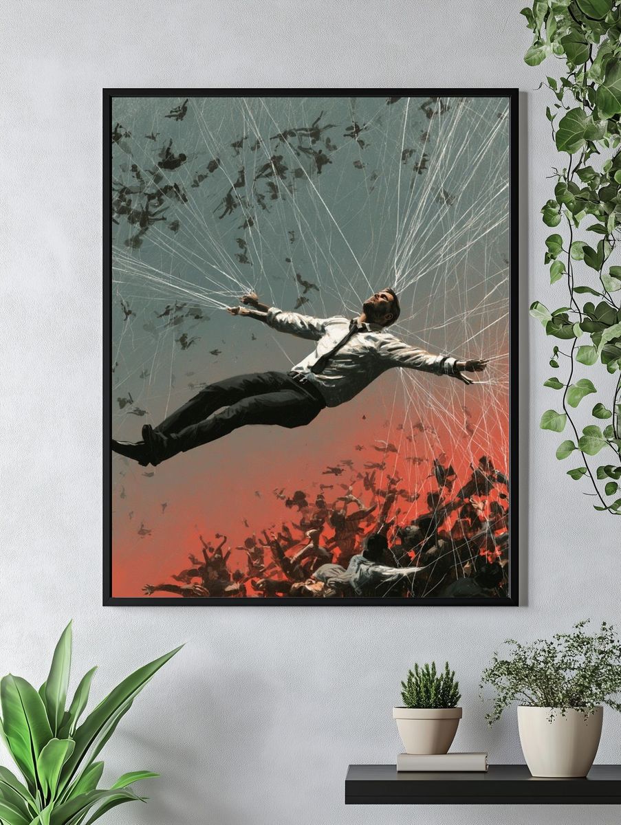 Suspended Man Surrealism Poster. — room view 4