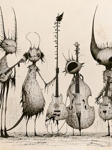 Surreal String Quartet Illustration Poster. poster — fine-art art