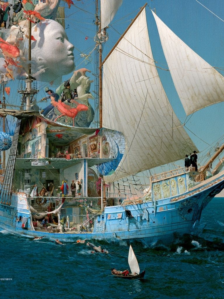 Surreal Sailboat Voyage Print. poster detail
