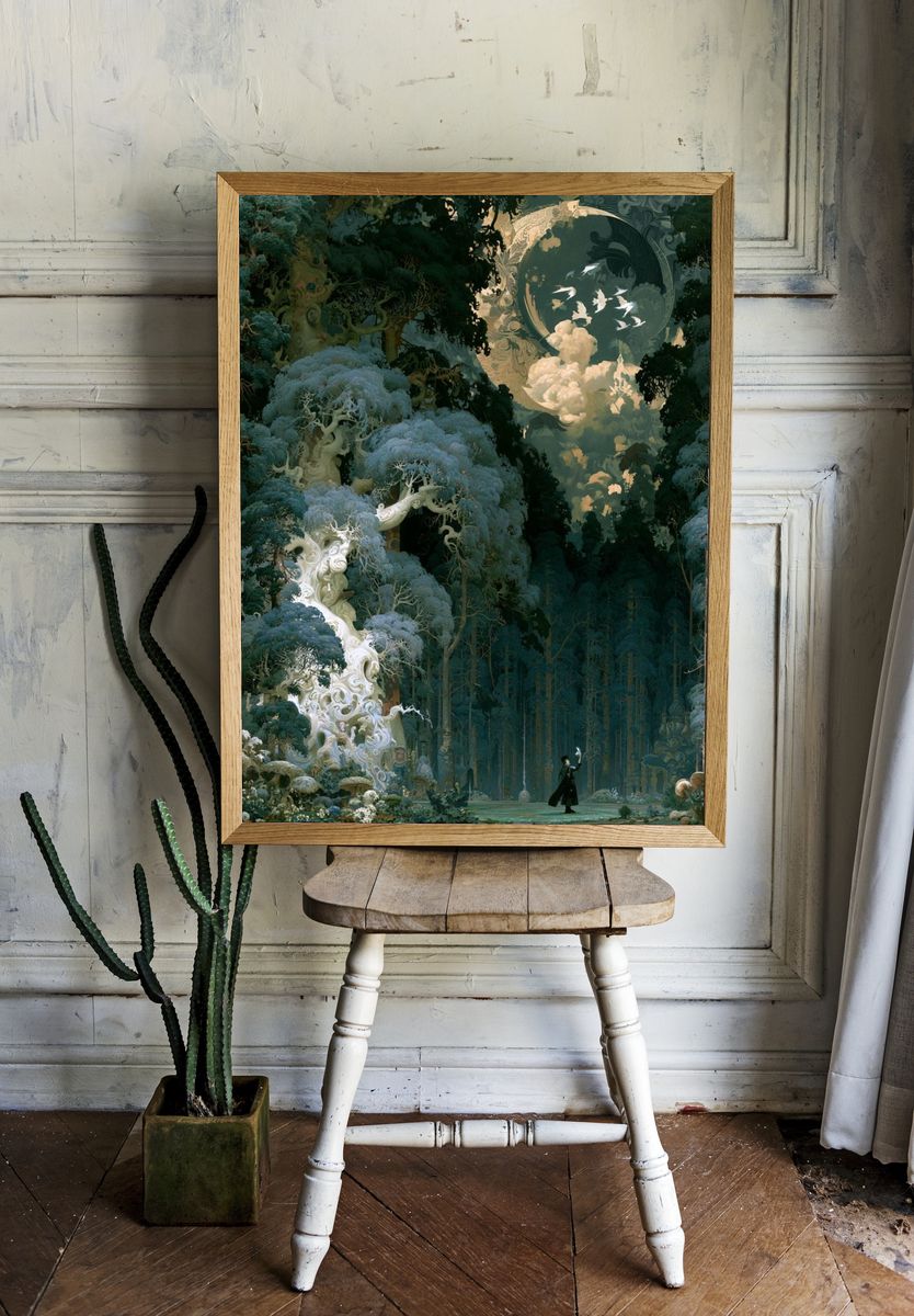 Enchanted Forest Moon Poster. — room view 1