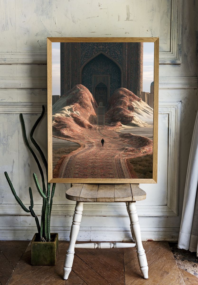 Desert Carpet Palace Surrealism Print. — room view 1