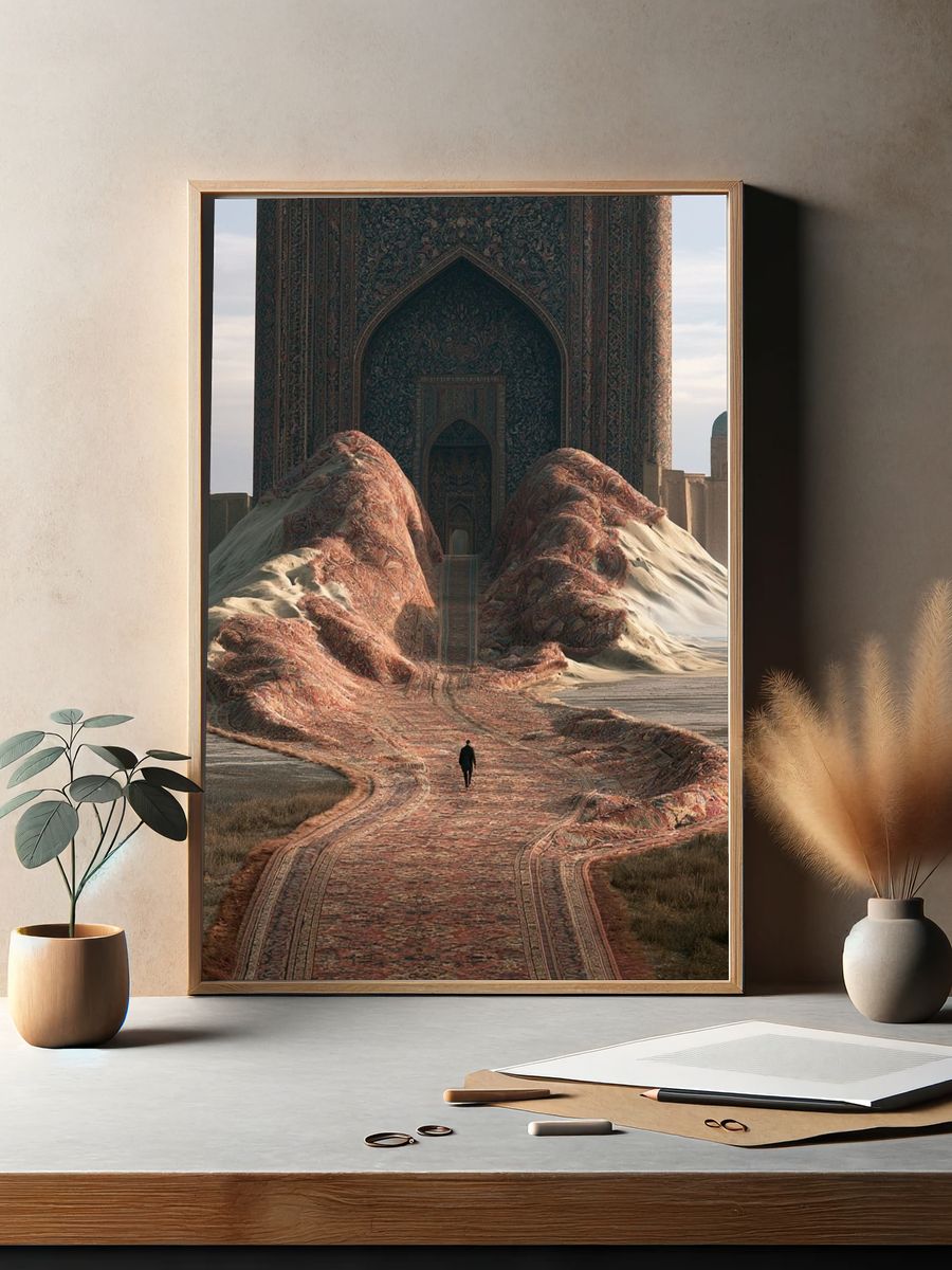 Desert Carpet Palace Surrealism Print. — room view 2